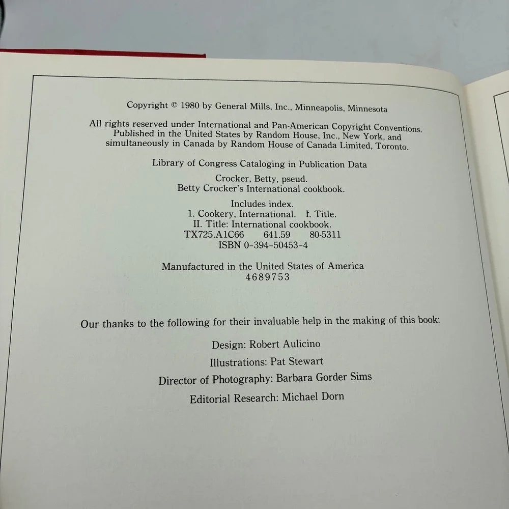 Betty Crocker International Cookbook 1980 Hardcover 1st Edition 450+